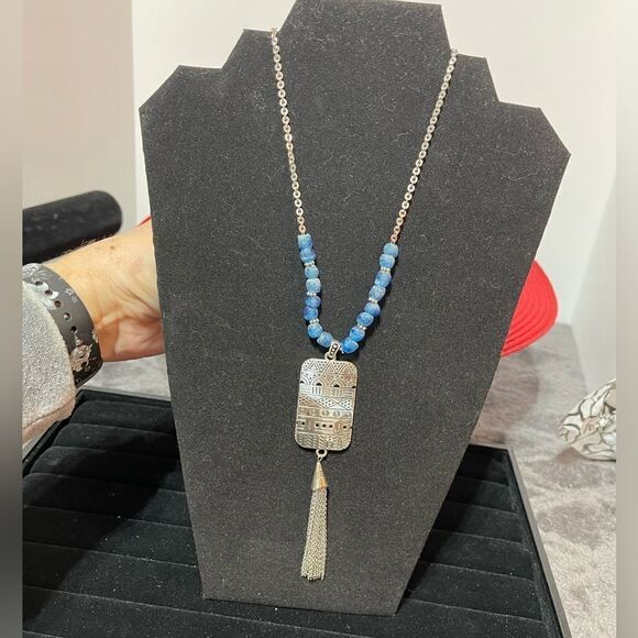 Brighton Africa Stories Etched Beaded Necklace NWT - Picture 11 of 11